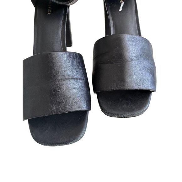 VIA SPIGA Black Leather Ankle Strap Sandals Heels Size 7.5 - Picture 3 of 12